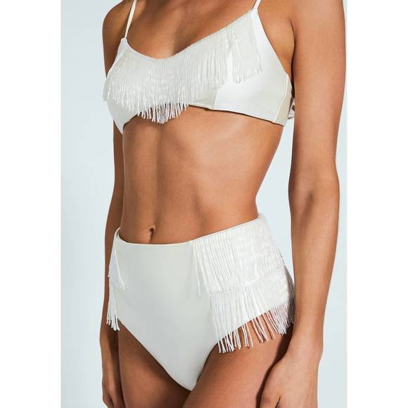 NEW DEVON WINDSOR vivienne bikini bottom in off-white satin - Picture 3 of 5
